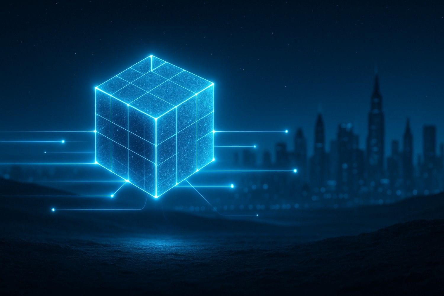 blue blockchain box for future prediction