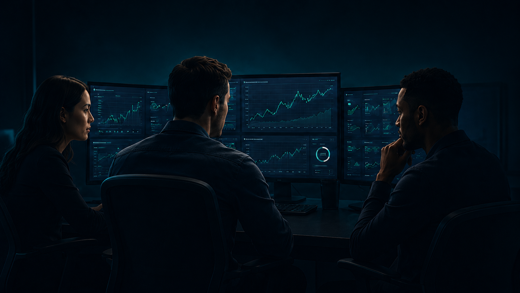 Analysts at a trading desk