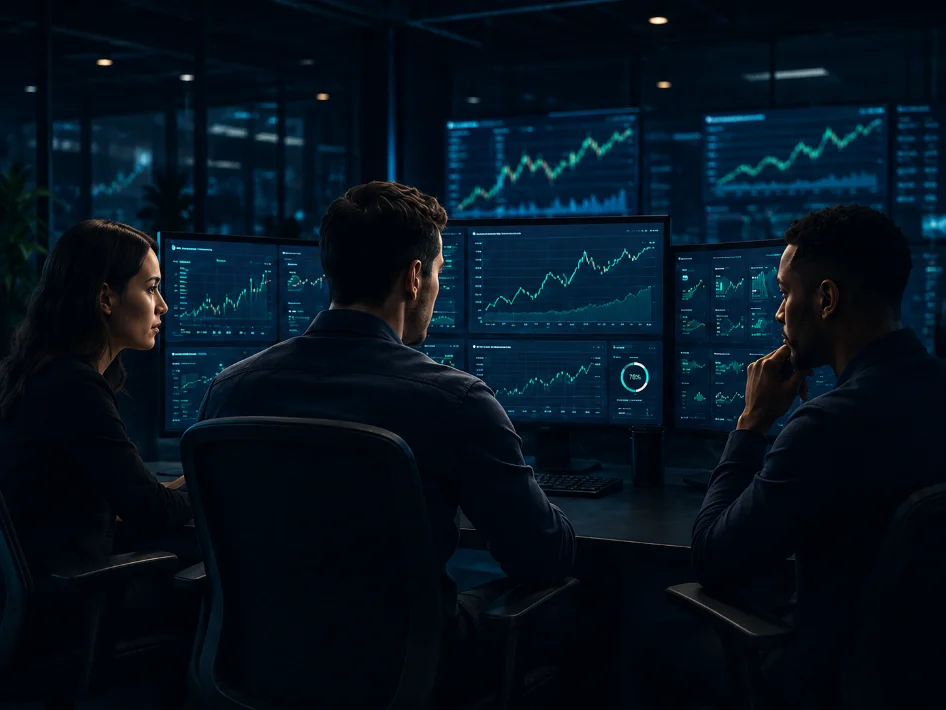 Analysts at a trading desk